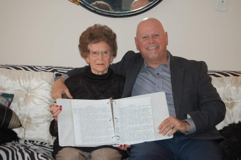 "Fishing Diane" and me with her handwritten gift of the scriptures.